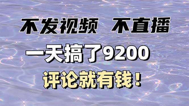 (14018期)不发作品不直播,评论就有钱,一条最高10块,一天搞了9200-神马网赚 (14018期)不发作品不直播,评论就有钱,一条最高10块,一天搞了9200-神马网赚
