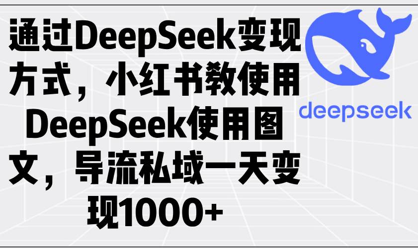 (14179期)通过DeepSeek变现方式,小红书教使用DeepSeek图文,导流私域一天变现1000+-神马网赚 (14179期)通过DeepSeek变现方式,小红书教使用DeepSeek图文,导流私域一天变现1000+-神马网赚