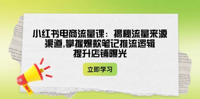 (14318期)小红书电商流量课:揭秘流量来源渠道,掌握爆款笔记推流逻辑,提升店铺曝光-神马网赚 (14318期)小红书电商流量课:揭秘流量来源渠道,掌握爆款笔记推流逻辑,提升店铺曝光-神马网赚