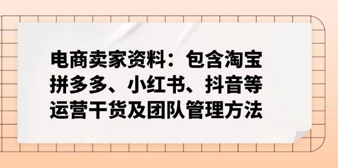 (14354期)电商卖家资料:包含淘宝、拼多多、小红书、抖音等运营干货及团队管理方法-神马网赚 (14354期)电商卖家资料:包含淘宝、拼多多、小红书、抖音等运营干货及团队管理方法-神马网赚