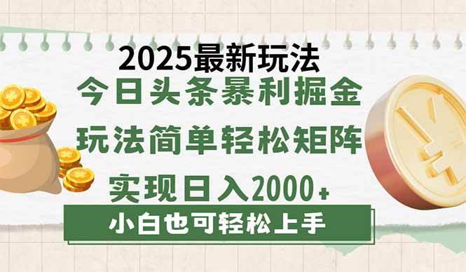 (14120期)今日头条2025最新玩法,思路简单,复制粘贴,轻松实现矩阵日入2000+-神马网赚 (14120期)今日头条2025最新玩法,思路简单,复制粘贴,轻松实现矩阵日入2000+-神马网赚