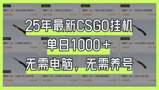 (14178期)25年最新CSGO挂机系统,单日1000+,无需电脑,无需养号,0基础可上手-神马网赚 (14178期)25年最新CSGO挂机系统,单日1000+,无需电脑,无需养号,0基础可上手-神马网赚