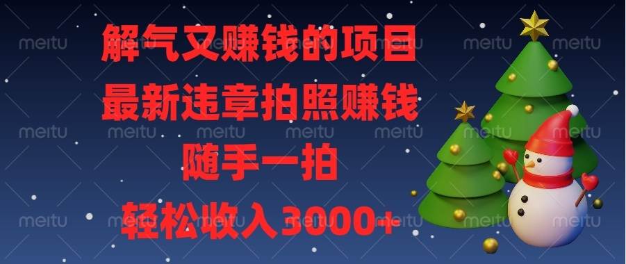 (13804期)解气又赚钱的项目,最新违章拍照赚钱,随手一拍,轻松收入3000+网赚项目-副业赚钱-互联网创业-资源整合神马网赚