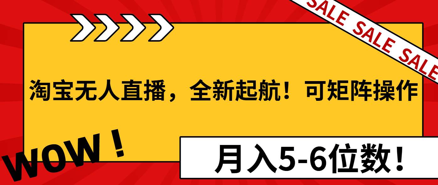 （13946期）淘宝无人直播，全新起航！可矩阵操作，月入5-6位数！网赚项目-副业赚钱-互联网创业-资源整合神马网赚