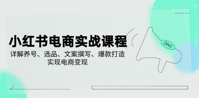(14549期)小红书电商实战课程,详解养号、选品、文案撰写、爆款打造,实现电商变现网赚项目-副业赚钱-互联网创业-资源整合神马网赚