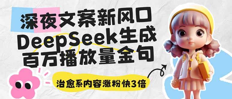 （14587期）深夜文案新风口：DeepSeek生成百万播放量金句，治愈系内容涨粉快3倍网赚项目-副业赚钱-互联网创业-资源整合神马网赚