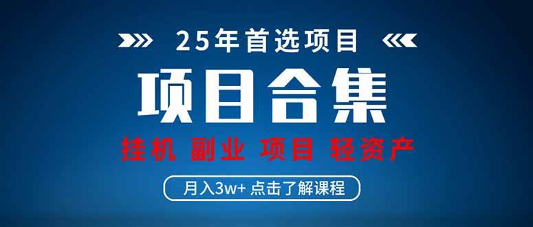 （14175期）2025 实操项目合集 挂机类型 直播类型 轻资产创业类型 课程分享各项目…网赚项目-副业赚钱-互联网创业-资源整合神马网赚
