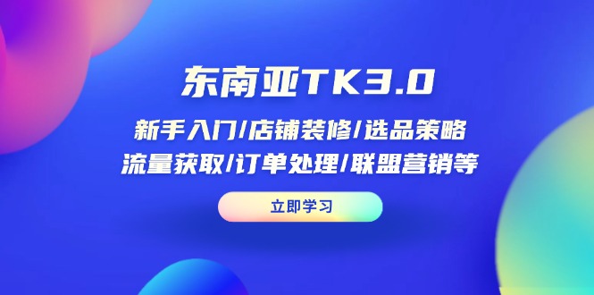 东南亚TK3.0：新手入门/店铺装修/选品策略/流量获取/订单处理/联盟营销等网赚项目-副业赚钱-互联网创业-资源整合神马网赚