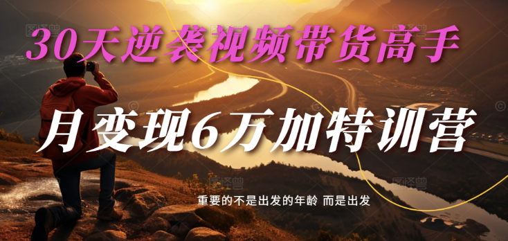 2025视频带货30天逆袭视频带货高手,单月变现6万加特训营网赚项目-副业赚钱-互联网创业-资源整合神马网赚