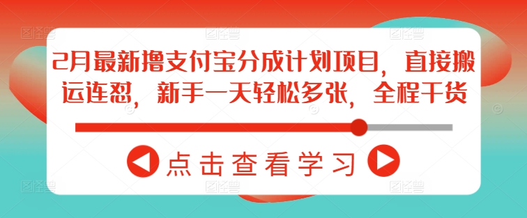 2月最新撸支付宝分成计划项目,直接搬运连怼,新手一天轻松多张,全程干货网赚项目-副业赚钱-互联网创业-资源整合神马网赚