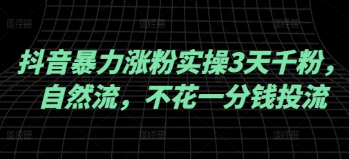 抖音暴力涨粉实操3天千粉,自然流,不花一分钱投流,实操经验分享网赚项目-副业赚钱-互联网创业-资源整合神马网赚
