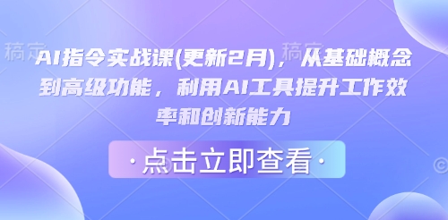 AI指令实战课(更新2月),从基础概念到高级功能,利用AI工具提升工作效率和创新能力网赚项目-副业赚钱-互联网创业-资源整合神马网赚