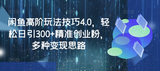 闲鱼高阶玩法技巧4.0，轻松日引300+精准创业粉，多种变现思路网赚项目-副业赚钱-互联网创业-资源整合神马网赚
