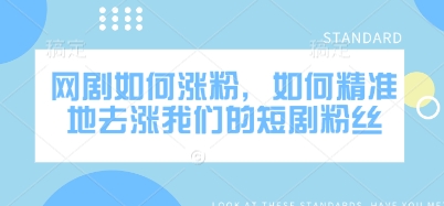 网剧如何涨粉,如何精准地去涨我们的短剧粉丝网赚项目-副业赚钱-互联网创业-资源整合神马网赚