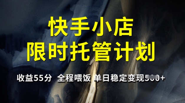 快手小店限时托管计划,收益55分,全程喂饭,单日稳定变现5张网赚项目-副业赚钱-互联网创业-资源整合神马网赚