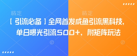 【引流必备】全网首发咸鱼引流黑科技，单日曝光引流500+，附矩阵玩法网赚项目-副业赚钱-互联网创业-资源整合神马网赚