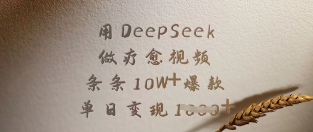 用DeepSeek做疗愈视频,条条10W+爆款,单日变现多张网赚项目-副业赚钱-互联网创业-资源整合神马网赚