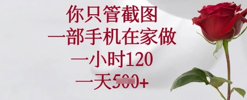 你只管截图,一部手机在家做,一小时120.一天5张网赚项目-副业赚钱-互联网创业-资源整合神马网赚