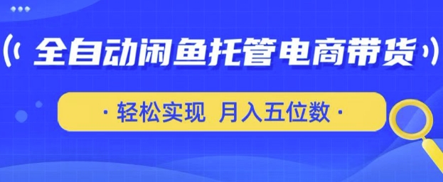 全自动闲鱼托管式电商带货,只需一部安卓手机和一个闲鱼号,轻松实现月入五位数网赚项目-副业赚钱-互联网创业-资源整合神马网赚