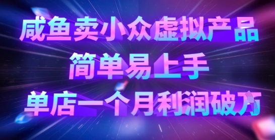 咸鱼卖小众虚拟产品,简单易上手,单店一个月利润破W网赚项目-副业赚钱-互联网创业-资源整合神马网赚