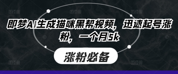 即梦AI生成猫咪黑帮视频,迅速起号涨粉,一个月5k网赚项目-副业赚钱-互联网创业-资源整合神马网赚