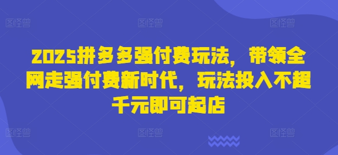 2025拼多多强付费玩法,带领全网走强付费新时代,玩法投入不超千元即可起店网赚项目-副业赚钱-互联网创业-资源整合神马网赚