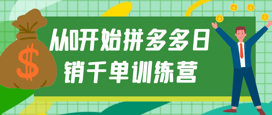 从0开始拼多多日销千单训练营网赚项目-副业赚钱-互联网创业-资源整合神马网赚