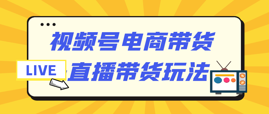 视频号电商带货+直播带货玩法网赚项目-副业赚钱-互联网创业-资源整合神马网赚