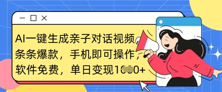 AI一键生成亲子对话视频,条条爆款,一部手机即可操作,单日变现数张网赚项目-副业赚钱-互联网创业-资源整合神马网赚