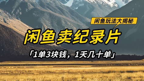 闲鱼卖纪录片1单3块钱,1天几十单,项目稳定有潜力网赚项目-副业赚钱-互联网创业-资源整合神马网赚