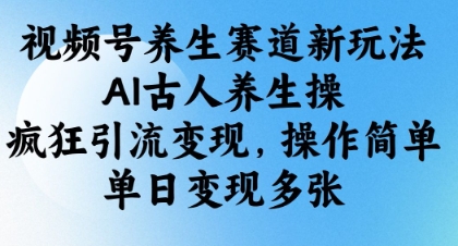 视频号养生赛道新玩法,AI古人养生操,疯狂引流变现,操作简单,单日变现多张网赚项目-副业赚钱-互联网创业-资源整合神马网赚