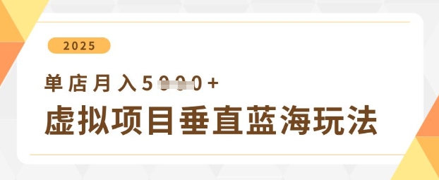 虚拟项目垂直玩法,实现单店月入5k+网赚项目-副业赚钱-互联网创业-资源整合神马网赚