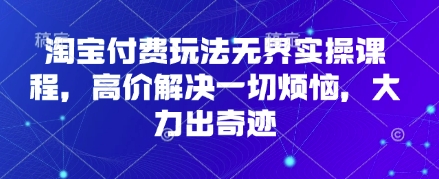 淘宝付费玩法无界实操课程,高价解决一切烦恼,大力出奇迹网赚项目-副业赚钱-互联网创业-资源整合神马网赚