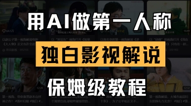 用AI做第一人称独白影视解说,手把手教学,保姆级教程网赚项目-副业赚钱-互联网创业-资源整合神马网赚