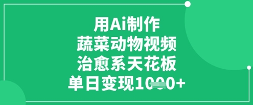 用Ai制作蔬菜动物视频,治愈系天花板,单日变现1k网赚项目-副业赚钱-互联网创业-资源整合神马网赚