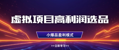 虚拟项目高利润选品方法,做好单店利润1W+,可多店倍增利润网赚项目-副业赚钱-互联网创业-资源整合神马网赚
