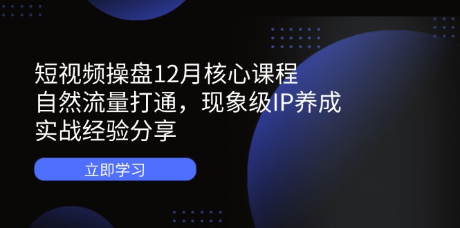 短视频操盘12月核心课程：自然流量打通，现象级IP养成，实战经验分享网赚项目-副业赚钱-互联网创业-资源整合神马网赚