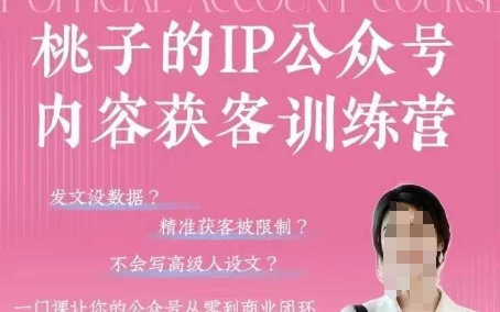 桃子IP公众号内容获客训练营(第3期),一门让你公众号从0到商业闭环的课程网赚项目-副业赚钱-互联网创业-资源整合神马网赚