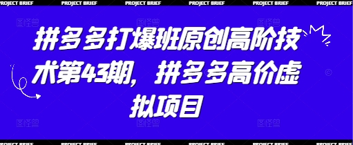 拼多多打爆班原创高阶技术第43期,拼多多高价虚拟项目网赚项目-副业赚钱-互联网创业-资源整合神马网赚