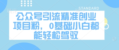 公众号引流精准创业项目粉,0基础小白都能轻松驾驭网赚项目-副业赚钱-互联网创业-资源整合神马网赚