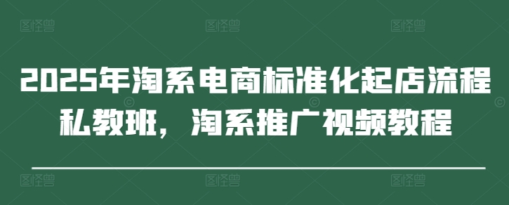 2025年淘系电商标准化起店流程私教班,淘系推广视频教程网赚项目-副业赚钱-互联网创业-资源整合神马网赚