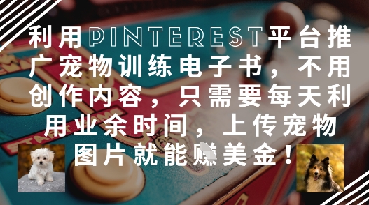 利用Pinterest平台推广宠物训练电子书,不用创作内容,只需要每天利用业余时间,上传宠物图片就能挣美金!网赚项目-副业赚钱-互联网创业-资源整合神马网赚