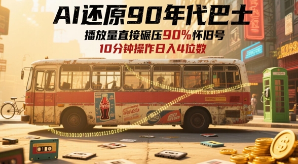 AI还原90年代巴士,一帧就让70后泪崩,播放量直接碾压90%怀旧号,每天操作十分钟,日入四位数网赚项目-副业赚钱-互联网创业-资源整合神马网赚