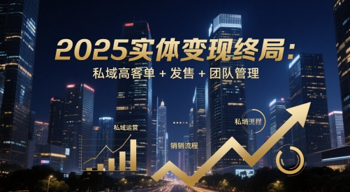 2025实体变现终局:私域高客单+发售+团队管理网赚项目-副业赚钱-互联网创业-资源整合神马网赚