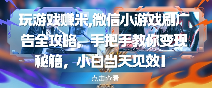 玩游戏挣米,微信小游戏刷广告全攻略,手把手教你变现秘籍,小白当天见效网赚项目-副业赚钱-互联网创业-资源整合神马网赚