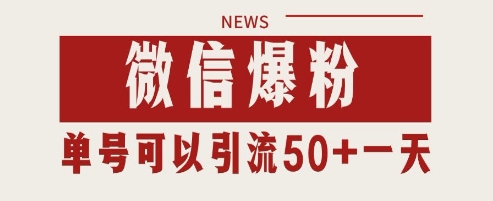 微信爆粉，私域暴力引流打法日引千粉 单号日进50+网赚项目-副业赚钱-互联网创业-资源整合神马网赚