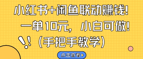小红书+闲鱼联动挣钱,一单10元,小白可做网赚项目-副业赚钱-互联网创业-资源整合神马网赚