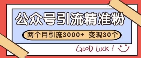 公众号精准粉引流玩法,2个月3000+精准粉,变现30个W网赚项目-副业赚钱-互联网创业-资源整合神马网赚