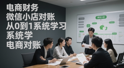 电商财务微信小店对账,从0到1系统学习电商对账网赚项目-副业赚钱-互联网创业-资源整合神马网赚