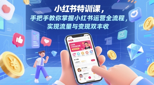 小红书特训课,手把手教你掌握小红书运营全流程,实现流量与变现双丰收网赚项目-副业赚钱-互联网创业-资源整合神马网赚